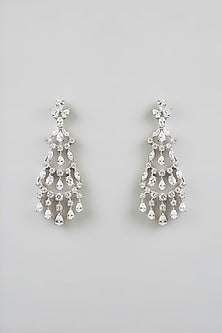 White Finish Diamond Dangler Earrings