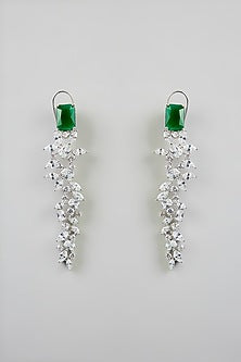 White Finish Diamond Dangler Earrings