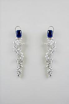 White Finish Diamond Dangler Earrings