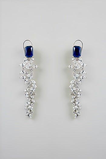 White Finish Diamond Dangler Earrings