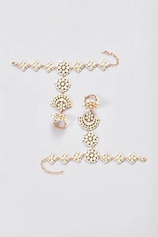Gold Finish Kundan Polki Hathphool (Set of 2)