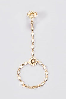 Gold Finish Kundan Polki Hathphool (Set of 2)