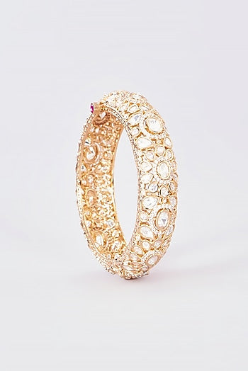 Gold Finish Kundan Polki Kadas (Set of 2)