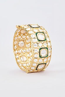 Gold Finish Kundan Polki Kadas (Set of 2)