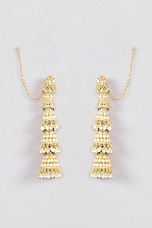 Gold Plated Kundan Polki Jhumka Earrings