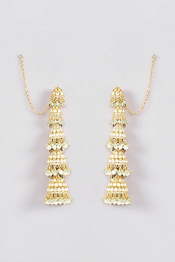 Gold Plated Kundan Polki Jhumka Earrings