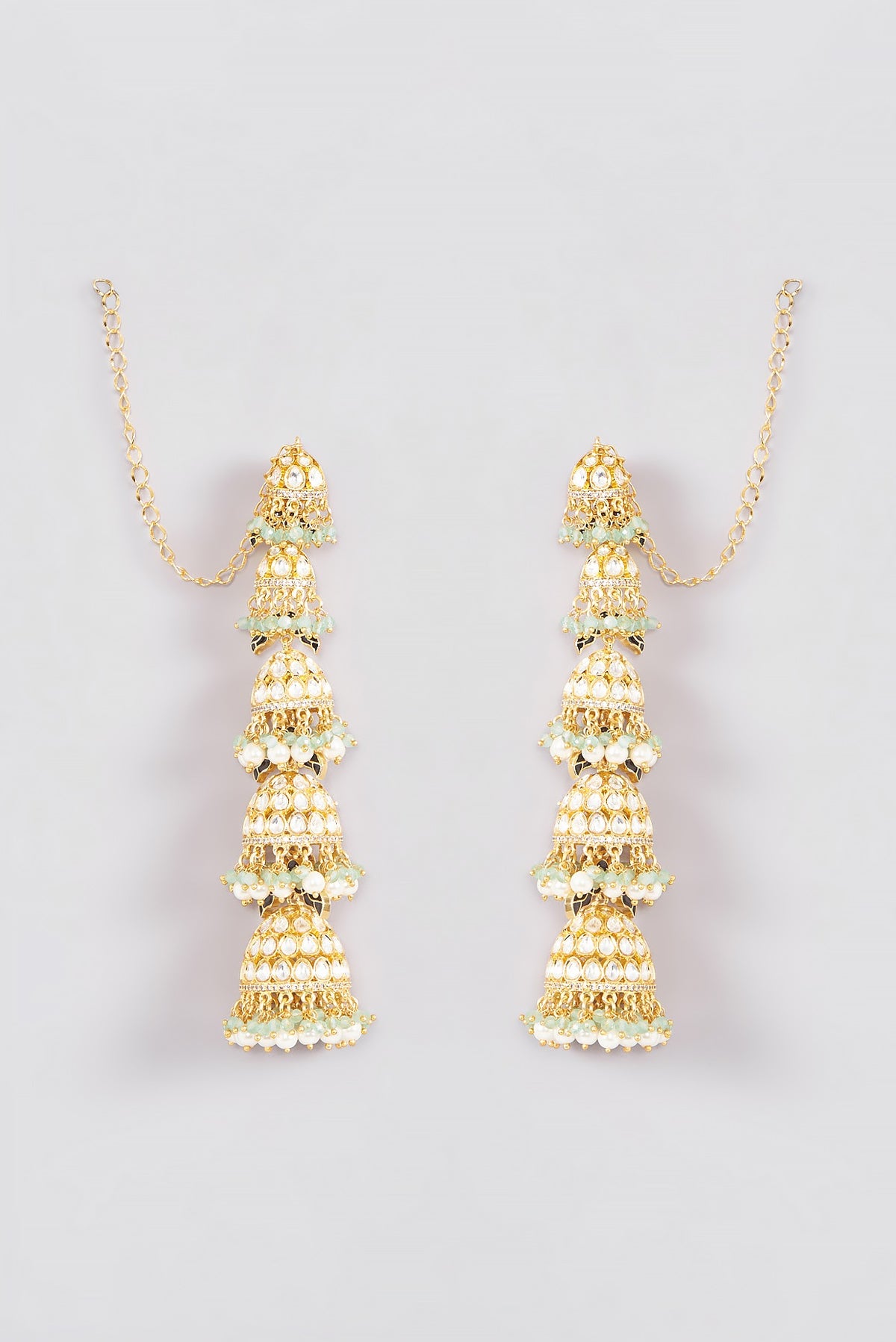 Gold Plated Kundan Polki Jhumka Earrings
