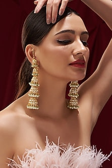Gold Plated Kundan Polki Jhumka Earrings