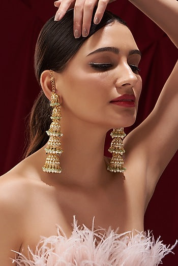 Gold Plated Kundan Polki Jhumka Earrings
