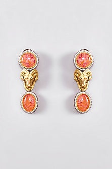 Gold Finish Orange Stone Necklace Set