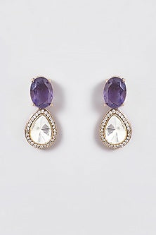 Black Rhodium Finish Amethyst & Kundan Polki Layered Necklace Set