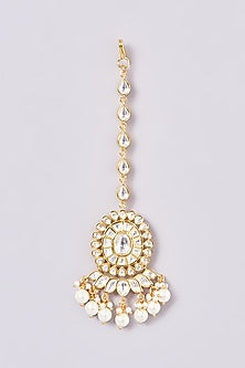 Gold Plated Kundan Polki & Pearl Necklace Set