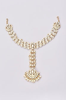 Gold Finish Kundan Polki Mathapatti