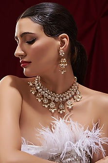 Gold Plated Kundan Polki Necklace Set