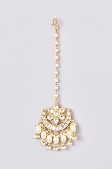 Gold Plated Kundan Polki & Pearl Necklace Set