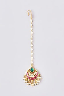 Gold Plated Kundan Polki & Pearl Meenakari Necklace Set