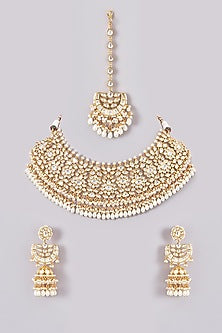 Gold Plated Kundan Polki Necklace Set
