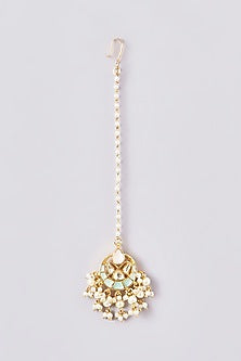 Gold Plated Green Kundan Polki & Pearl Necklace Set