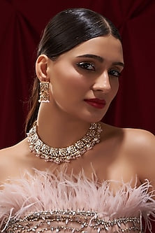 Gold Plated Green Kundan Polki Necklace Set