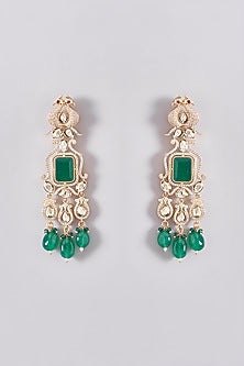Gold Plated Green Stone & Pearl Necklace Set