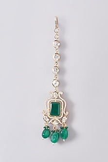 Gold Plated Green Stone & Pearl Necklace Set