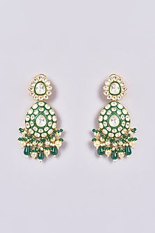 Gold Plated Kundan Polki & Pearl Necklace Set