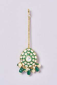 Gold Plated Kundan Polki & Pearl Necklace Set