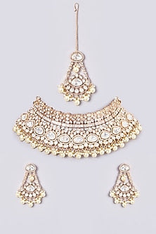Gold Plated Kundan Polki Necklace Set