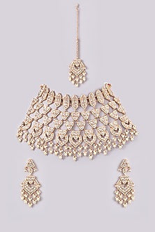 Gold Plated Kundan Polki Necklace Set