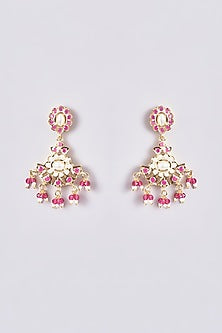 Gold Plated Kundan Polki & Jadau Stone Long Necklace Set