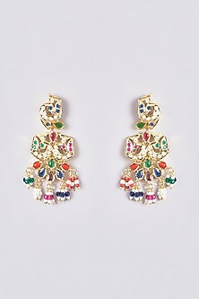 Gold Plated Kundan Polki & Jadau Stone Long Necklace Set