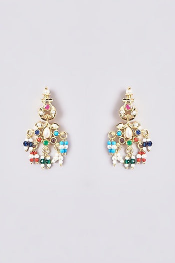 Gold Plated Kundan Polki & Jadau Stone Long Necklace Set