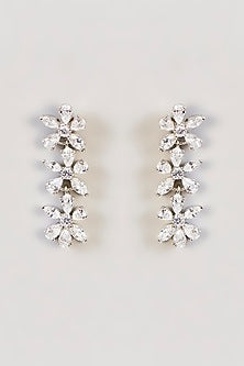 White Finish Diamond Floral Necklace Set