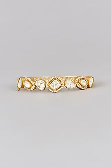 Gold Finish Moissanite Polki Kada