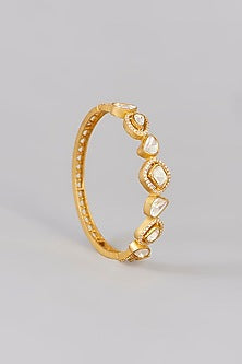 Gold Finish Moissanite Polki Kada