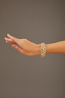 Gold Finish Moissanite Polki Kada