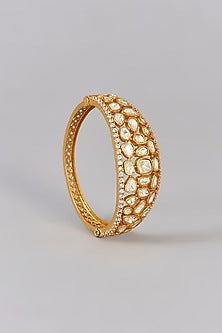 Gold Finish Moissanite Polki Kada