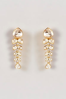 Gold Finish Moissanite Polki Dangler Earrings