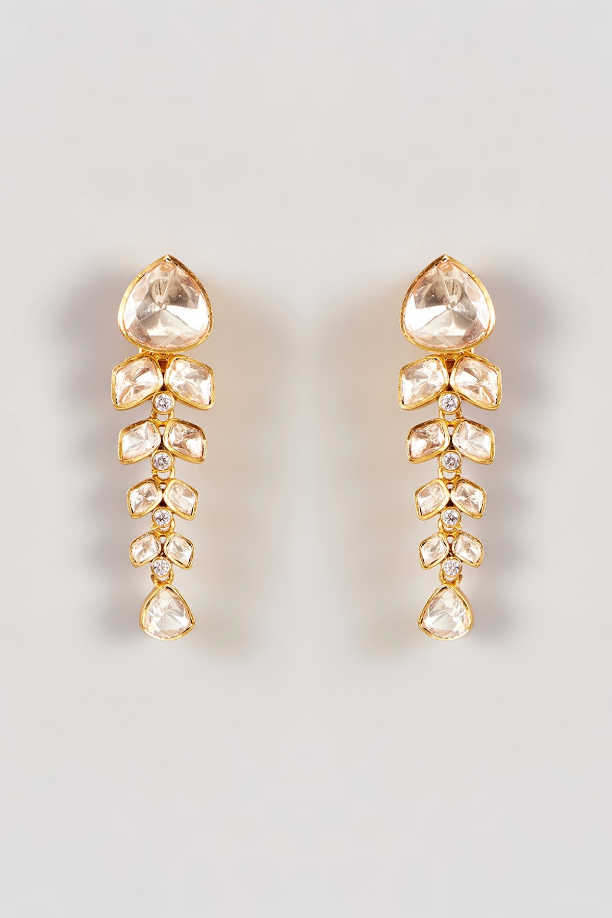 Gold Finish Moissanite Polki Dangler Earrings