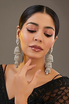 White Finish Diamond Dangler Earrings