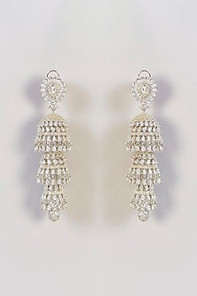 White Finish Diamond Dangler Earrings