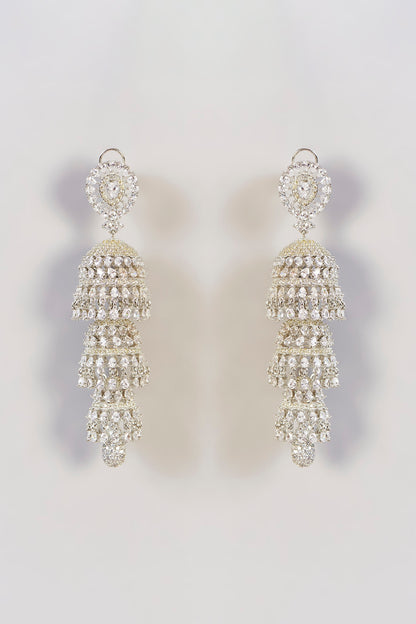 White Finish Diamond Dangler Earrings