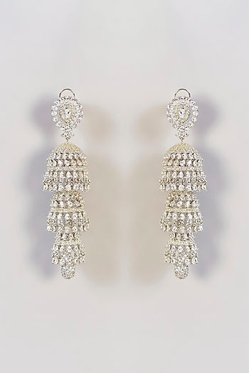 White Finish Diamond Dangler Earrings
