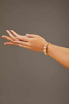 Gold Finish Moissanite Polki Kada