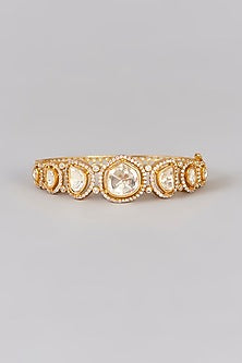 Gold Finish Moissanite Polki Kada