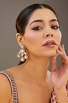 Gold Finish Moissanite Polki Dangler Earrings
