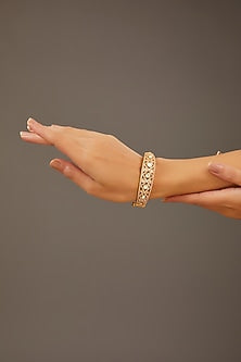 Gold Finish Moissanite Polki Kada