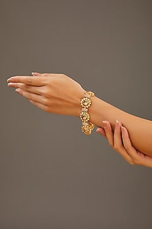 Gold Finish Moissanite Polki Kada