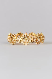 Gold Finish Moissanite Polki Kada