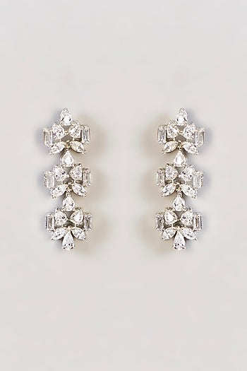 White Finish Diamond Necklace Set